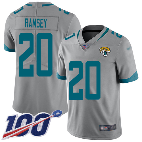 Nike Jacksonville Jaguars 20 Jalen Ramsey Silver Men Stitched NFL Limited Inverted Legend 100th Season Jersey